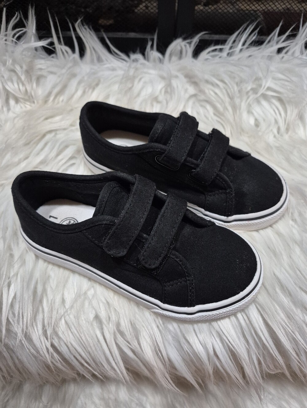 Kids Black Velcro Canvas Sneakers - Comfortable Everyday Shoes